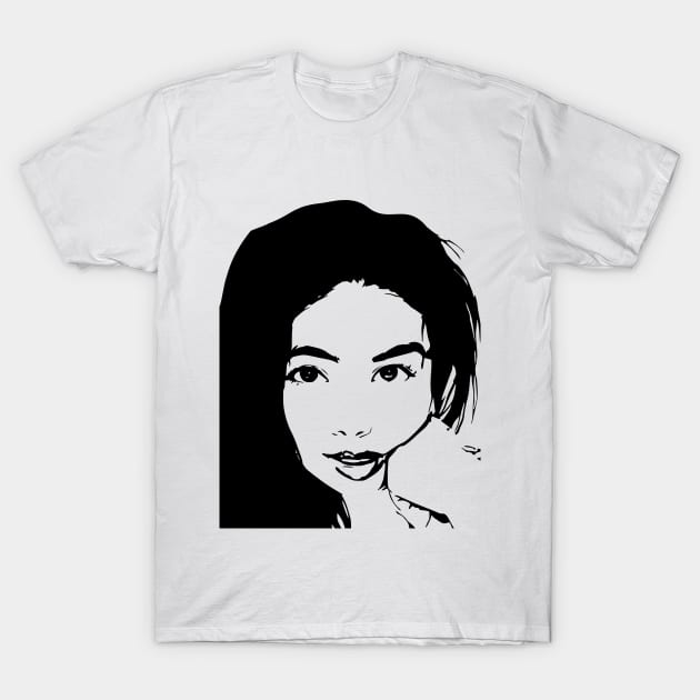 Asia  Woman digital art black portrait . T-Shirt by BencDesignStudio